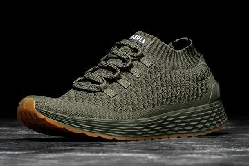 Men's Nobull Army Knit Running Shoes Olive | SG T1969C